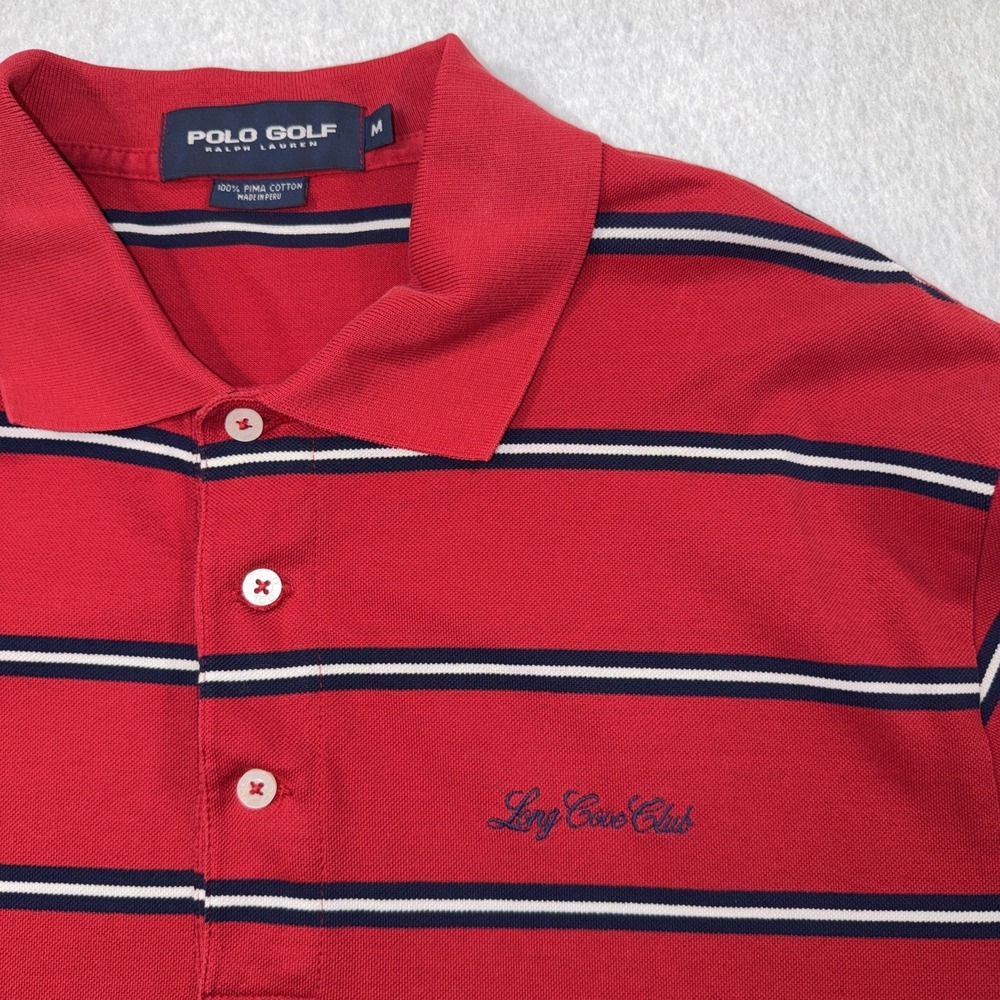 Polo Golf Ralph Lauren Striped Mens Red Golf Polo Shirt Medium